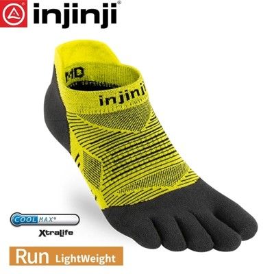 INJINJI 美國 RUN 輕量吸排五趾隱形襪《萊姆黃》0322/五指襪/專業排汗襪/登山健行襪/