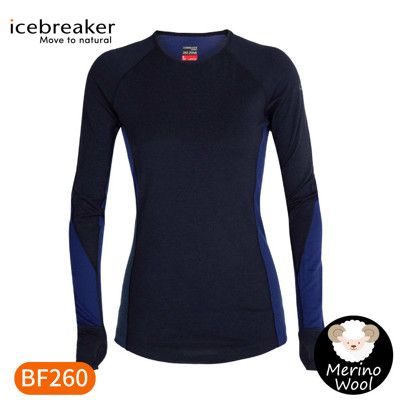 Icebreaker 女 ZONE 網眼透氣保暖長袖上衣 BF260《海軍藍》104477/內層衣/
