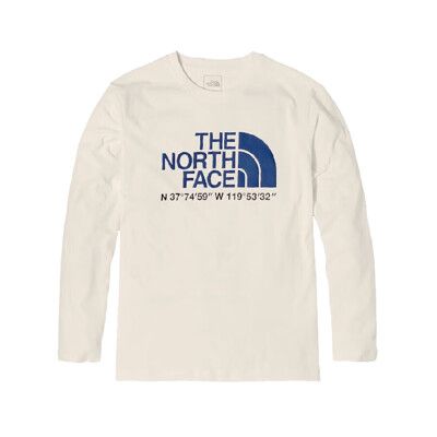 The North Face 男 LOGO長袖上衣 AP《白》86PX/吸濕排汗圓領休閒長袖上衣/排