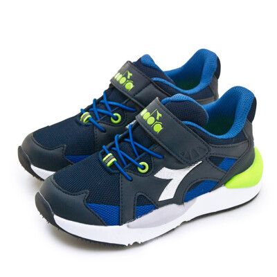 【DIADORA】迪亞多那 輕量4E寬楦避震慢跑鞋 夢幻老爹鞋系列 藍綠灰 11092 中童