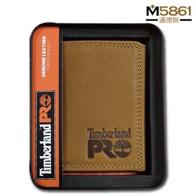 【Timberland】男皮夾 短夾 三折 PRO款 麂皮 牛皮夾 品牌盒裝／駝色