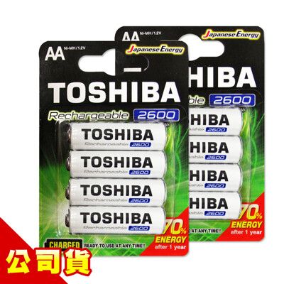 【TOSHIBA 東芝】公司貨 3號低自放電鎳氫充電電池 2600mAh (一入4顆)