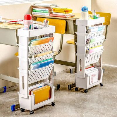 【3C精品閣】多功能大容量書本收納架 學生書桌旁教室置物架 小推車 可移動書架