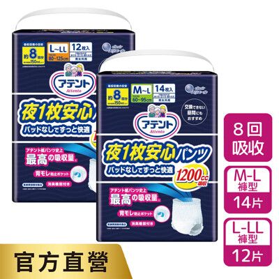 日本大王Attento 愛適多夜間超安心褲型強效8回吸收_男女共用 M-L/L-LL 成人紙尿褲