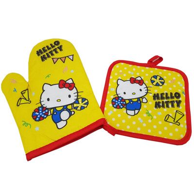 【微笑生活】HELLO KITTY 隔熱組 手套+隔熱墊  福利品 KT 防燙手套組