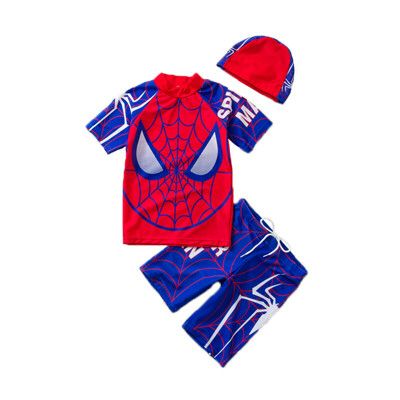 【微笑生活】男童蜘蛛人泳裝套裝 (附泳帽)