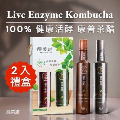 【釀美舖】康普茶禮盒2入裝（普洱／烏龍／紅茶／綠茶）250ml X2