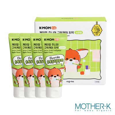 韓國MOTHER-K 植萃兒童蜂膠含氟牙膏-青蘋果星球60g 超值護齒4入組