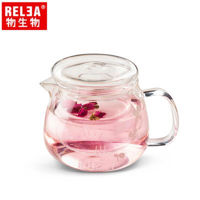 RELEA物生物 500ml小花耐熱玻璃泡茶壺(附濾茶器)