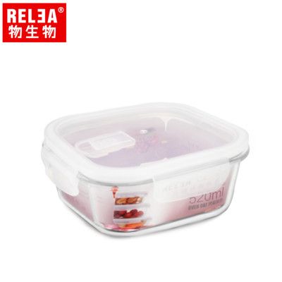 RELEA物生物 520ml 正方形耐熱玻璃微波保鮮盒
