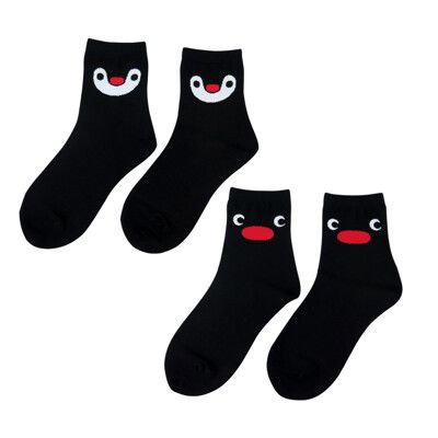 【正版授權商品】企鵝家族 襪子 中筒襪 低筒襪 運動襪 黑色襪子 休閒運動襪 運動襪 兒童襪