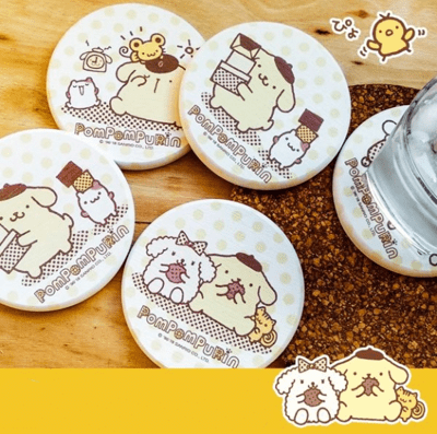 【買一送一】三麗鷗獨家授權 Sanrio 珪藻土吸水杯墊 布丁狗 Pom Pom Purin