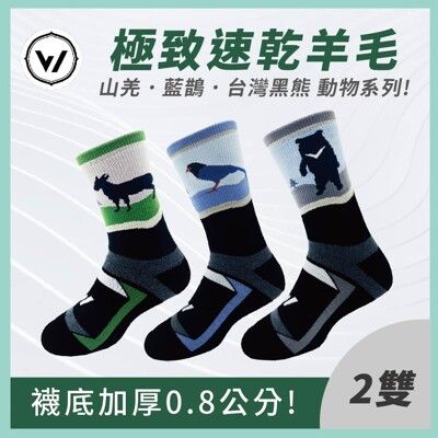 【WOAWOA】台灣特有種 極致速乾運動羊毛登山襪2入組(羊毛襪 登山襪 保暖襪 除臭襪)