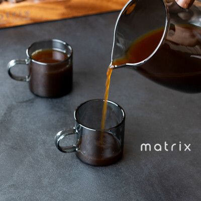 【Matrix】迷你耐熱玻璃馬克杯2入組 80ml-黛黑/手沖咖啡/分享壺/耐熱玻璃/茶杯/咖啡壺