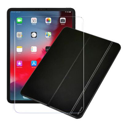 CITY for iPad Pro 11.0 2018/2020牛皮帶筆槽側掀三段式磁吸立架+玻璃貼