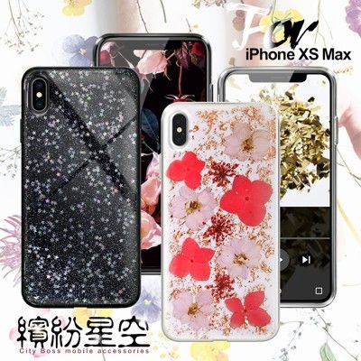 CITYBOSS for iPhone XS Max 繽紛星空全包防滑保護殼-玫瑰金飛燕 星空