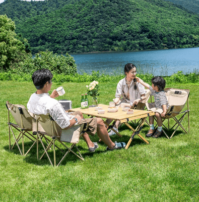 月亮椅露營椅子戶外折疊椅便攜式躺椅釣魚凳沙灘椅野餐桌椅中號