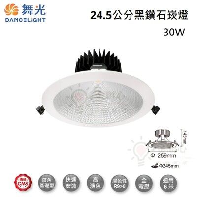 ☼金順心☼ 舞光 30W 24.5CM 黑鑽石崁燈 LED-24DOD30 Philips COB