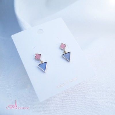 韓國 雙皮革幾何 耳環 【Bonjouracc】
