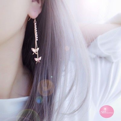 韓國浪漫飛舞雙蝶 夾式 針式 耳環 【Bonjouracc】
