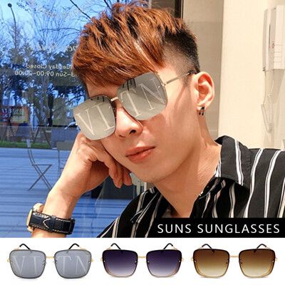 時尚方框墨鏡 酷炫浮水印眼鏡 方形金屬框太陽眼鏡 高品質時尚新潮流 獨家新品 抗紫外線UV400