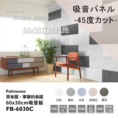 日本Felmenon菲米諾-DIY立體切邊吸音板_ 60x30cm(10片裝)