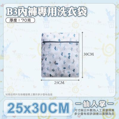 仙人掌洗衣袋【B3－內褲款－25x30cm】 厚度磅數:70克 防刮拉鍊 分類洗衣袋 護洗袋