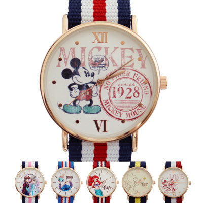 Disney 迪士尼經典角色英倫風格帆布錶