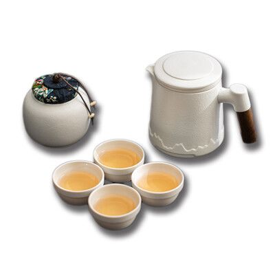 【台北現貨】六件組 旅行茶具組 陶瓷 旅行茶具 茶具 陶瓷 攜帶式茶具 簡約戶外露營喝茶裝備 快客杯