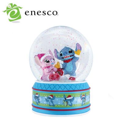 Enesco 史迪奇和安琪 聖誕水晶球 公仔 擺飾 史迪奇 Stitch 迪士尼【367252】