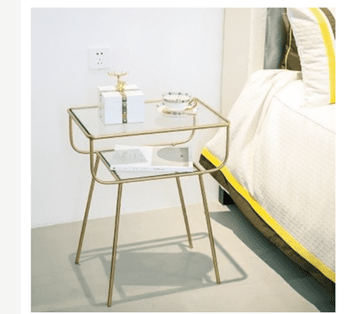 新品下殺床頭櫃北歐簡約現代置物創意玻璃鐵藝沙發ins邊幾臥室簡易床頭櫃收納櫃