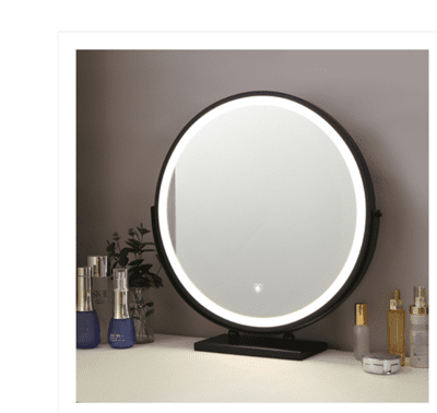 北歐臥室網紅梳妝鏡家用大號圓形掛墻鏡子臺式桌面化妝鏡led帶燈