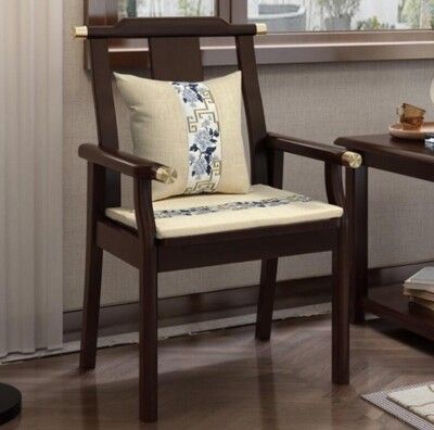 新中式椅子 實木靠背椅 麻將復古書房椅 簡約舒適椅 老人扶手椅 官帽椅
