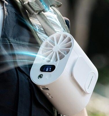 充電式風扇 新款挂腰風扇便攜式小風扇戶外懶人USB充電靜音數顯迷妳挂脖風扇 應急行動電源