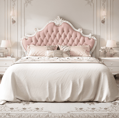 法式公主床 實木床1.8米 主臥歐式雙人床 宮廷床 美式輕奢床婚床