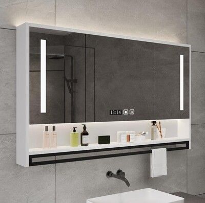 智能浴室鏡櫃 挂牆式帶背光燈防霧衛生間鏡子 置物架單獨收納壹體櫃