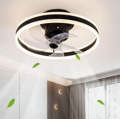 110V定制款APP吸頂風扇燈 360度搖頭LED臥室風扇燈家用帶燈變頻反轉風扇