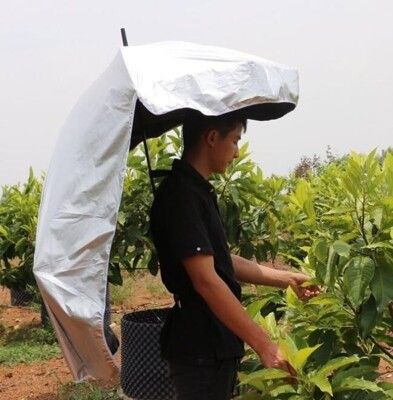 現貨 戶外防曬創意可背式采茶防曬傘 太陽傘 遮陽傘 晴雨傘  頭頂雨傘 釣魚傘 抗UV晴雨兩用傘