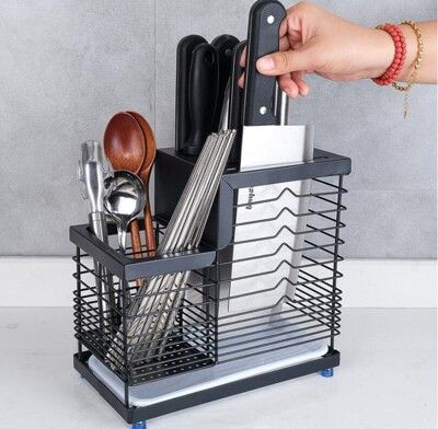 304不銹鋼廚房刀架 家用筷子籠 一體多功能刀筷簍 收納盒 瀝水置物架
