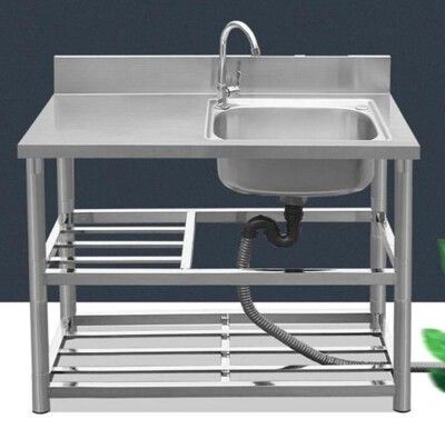 廚房不鏽鋼水槽帶支架 簡易洗碗洗手台盆 台面壹體櫃 洗菜盆水池家用