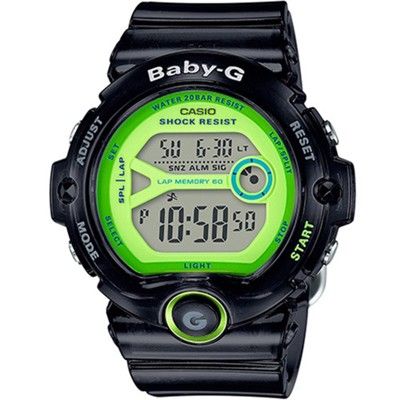 【CASIO】BABY-G 慢跑運動女孩休閒錶-綠面 (BG-6903-1B)