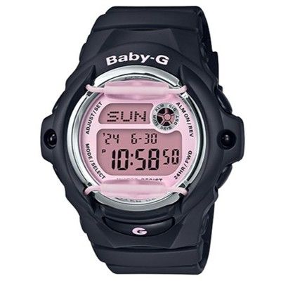 【CASIO】BABY-G 春天系水上活動防撞電子錶-黑X粉 (BG-169M-1)