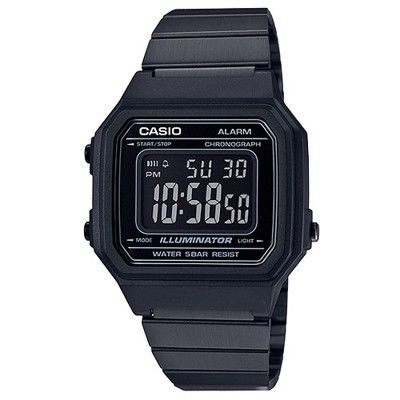 【CASIO】復古文青大顯身手不鏽鋼電子錶-黑 (B-650WB-1B)