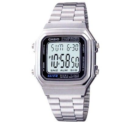 【CASIO】復古銀方形經典電子錶 (A-178WA-1A)