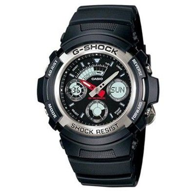 【CASIO】G-SHOCK 實用運動風雙顯指針錶-銀圈 (AW-590-1A)