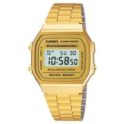【CASIO】回到未來方款經典電子錶-金 (A-168WG-9)