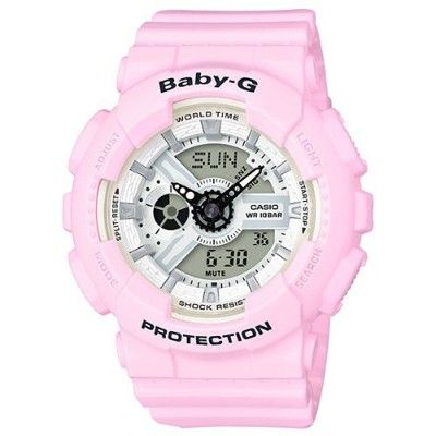 【CASIO】BABY-G 海洋沙灘粉嫩色彩系列雙顯錶-粉 (BA-110BE-4A)