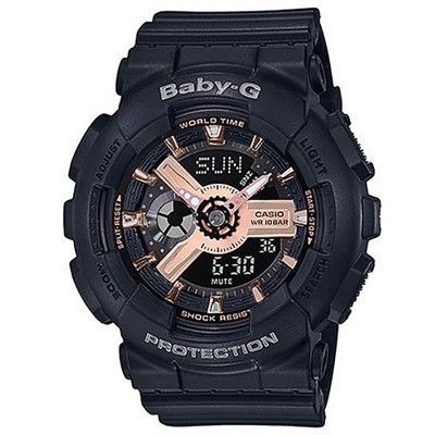 【CASIO】BABY-G 玫瑰金齒輪概念錶-黑 (BA-110RG-1A)