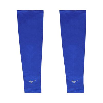 MIZUNO 運動袖套-台灣製 吸濕排汗 抗UV 防曬 單車 臂套 反光 美津濃 藍