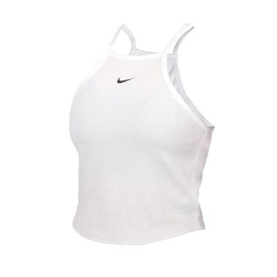 NIKE 女羅紋背心-無袖上衣 休閒 慢跑 小可愛 白黑